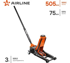 Домкрат подкатной Airline 3т INDUSTRY двухпоршневой низкопрофильный (MIN - 75 мм, MAX - 505 мм) AJ3FI500