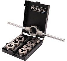 Набор плашек VOLKEL М3-М12 HSS-G (+ вороток) 8 предметов V49525