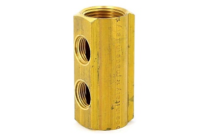 Магистральный коллектор Tiemme ВВ 3/4" 2x1/2" В 50мм с отверстием 3/8 для воздухоотводчика 1970026