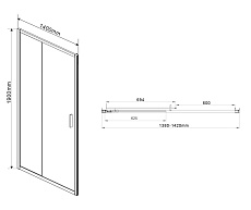 Душевая дверь Vincea Garda 140x190 черный, прозрачная