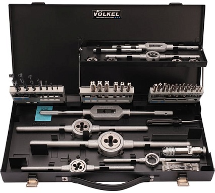 Набор метчиков и плашек VOLKEL M3-M12 HSS-G 45пр V49101