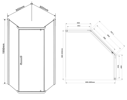 Душевой уголок Vincea Stresa VSP-1S 90x90 черный, прозрачный