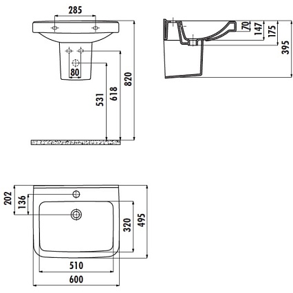 Раковина Creavit Lara LR060-00CB00E-0000 60 см