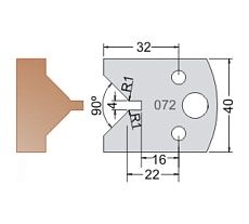 Нож мультисистема HSS шип паз с конусом контрпрофиль 45гр. 40x20x4 мм Dimar 3307240