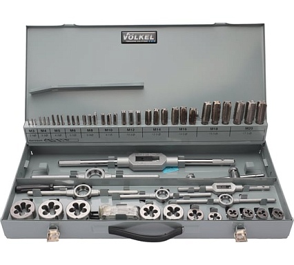 Набор метчиков и плашек VOLKEL M3-M20 HSS-G 56 предметов V49201