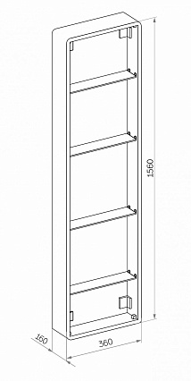 Шкаф пенал Art&Max Lecce 36 см AM-Lec-360-1560-1D-DS-F-Nero с зеркалом, черный