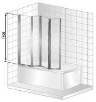 Шторка для ванны Cezares Pratico PRATICO-V-4-100/140-P-Cr-R 100x140 рифленая, R