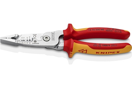 Инструмент для зачистки гармонизированных европейских кабелей Knipex из закаленной стали, хром, двухкомпонентные диэлектрические ручки KN-1376200ME