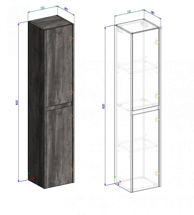 Шкаф пенал BelBagno Kraft 33 см L