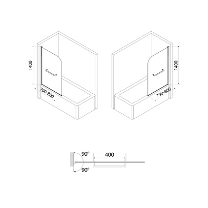 Шторка для ванны Iddis Ray RAY6CS8i90 80x140 хром