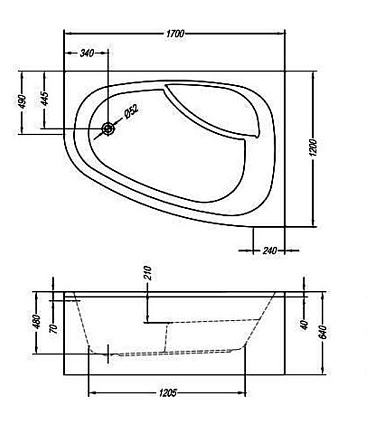 Акриловая ванна Kolpa-San Chad/S BASIS 170x120 R