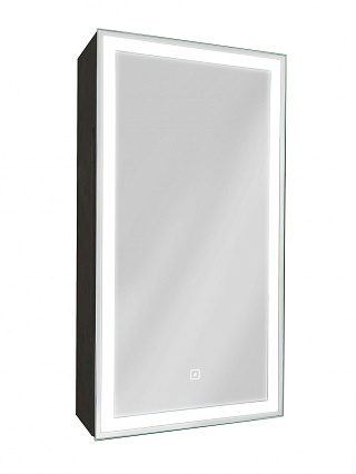 Зеркальный шкаф Art&Max Techno 35x65 AM-Tec-350-650-1D-L-DS-F-Nero с подсветкой, черный матовый