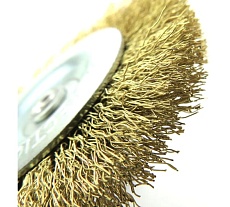 Щетка дисковая EuroBrush Д75х10мм, c хв-м д6х30мм, ворс гофр латунь 0.2мм, до 15000 об/мин, на дрель 13-087 EB-D75BB1
