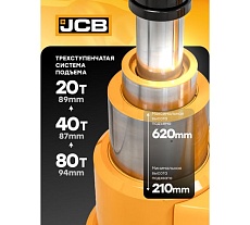 Домкрат подкатной пневмогидравлический JCB в комплекте с удлинителями, 80/40/20т (h min 210мм, h max 620мм, 8-12бар, 600л/мин) JCB-TRA60-3AL(59713)