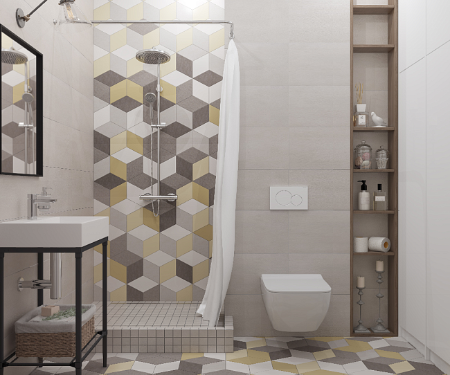 Дизайн-проект ванной комнаты "Многогранность интерьера"