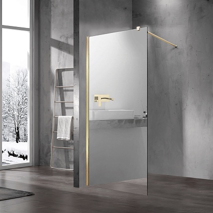 Душевая перегородка Vincea Walk-In VSW-1H900MRG 90x200 брашированное золото, зеркальное