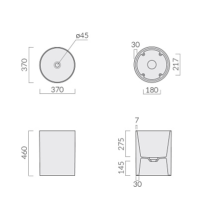 Раковина Galassia Core46 7305NEMT 37 см черный матовый