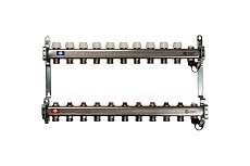 Коллектор из нержавеющей стали без расходомеров, с клапаном выпуска воздуха и сливом STOUT 10 выходов SMS-0932-000010