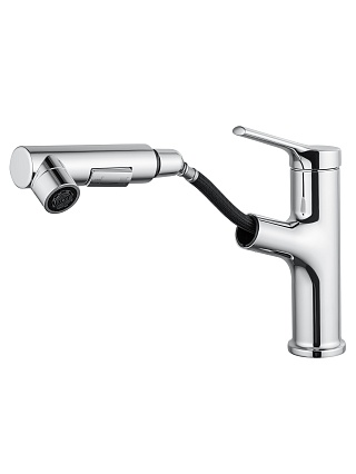Смеситель для раковины Wonzon&Woghand WW-A40862-CR выдвижной излив, хром