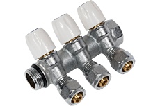 Коллектор DOUBLE-LIN латунь, с регулируемыми клапанами и евроконусом С 3/4", 3 выхода 1/2 LL9036 (3/4"-1/2"х3) CW