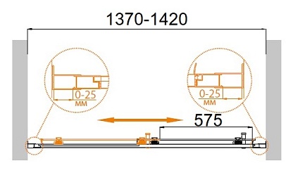 Душевая дверь Cezares MOLVENO-BF-1-140-C-Cr-IV 140x190 прозрачная