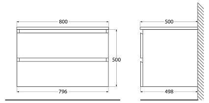 Тумба с раковиной Cezares Molveno 50-80 см Beton