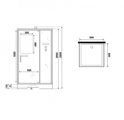 Душевая кабина Niagara Standart ST80/15Q/BK 80x80 стекло прозрачное, без крыши, без г/м