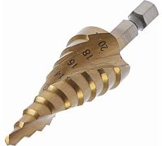 Сверло ступенчатое PRO (4-20 мм; HSS TiN; спиральный профиль; шестигранный хвостовик) Тундра 4606766