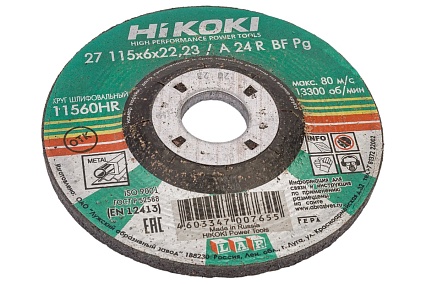 Круг обдирочный 115x6х22 мм, A24R, тип 27 Hikoki RUH11560