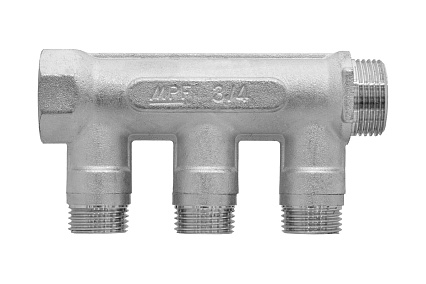 Коллектор с отсекающими кранами MPF 3 выхода х3/4" х1/2" наружная резьба ИС.071072