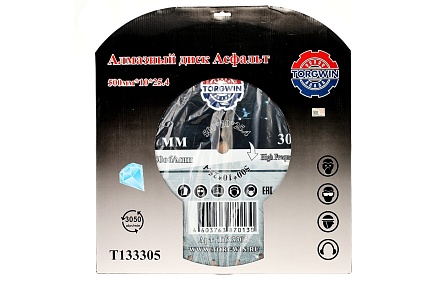 Диск алмазный отрезной сегментный по асфальту 500х25.4х30/10х4 мм TORGWIN T133305