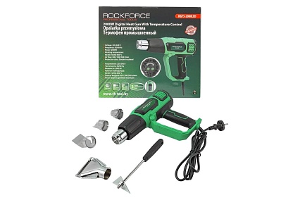 Промышленный фен с индикацией температуры и насадками Rockforce RF-HG75-2000LED(52353)