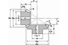 Коническая зубчатая пара ISKRA передаточное число 1:1, M=1,5, Z1=16, Z2=16 C27B161