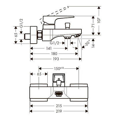 Смеситель для ванны Hansgrohe Metropol 74540000