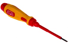 Отвертка Kraftool Expert 250083-2.5-075 высоковольтная Cr-Mo-V стержень двухкомпонентная маслобензостойкая рукоятка SL 2.5x75 мм