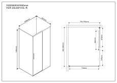 Душевой уголок Vincea Slim VSR-2SL 100x80 черный, прозрачный, R