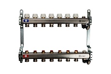 Коллектор из нержавеющей стали без расходомеров, с клапаном выпуска воздуха и сливом STOUT 7 выходов SMS-0932-000007