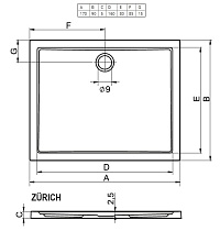 Поддон для душа Riho Zürich 266 170x90