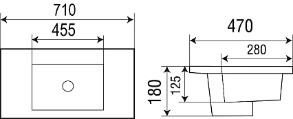 Раковина WeltWasser DEILBACH 7506-70 MT- BL 71 см, 10000005564 черный матовый