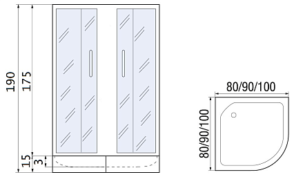 Душевой уголок River Don Light 100/15 MT 100x100 10000008315 хром, матовое с поддоном