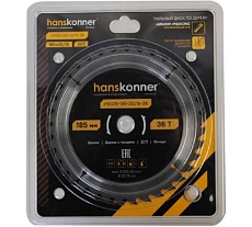 Пильный диск по дереву Hanskonner ArmorPiercing 185x30/20мм, 36 зубьев, H9025-185-20/16-36