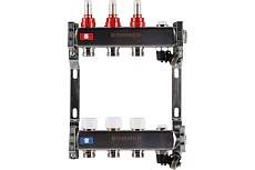 Коллектор из нержавеющей стали Rommer с расходомерами, с клапаном вып. воздуха и сливом, 3 выхода Rms-1201-000003 RG0091LAMS6M7G