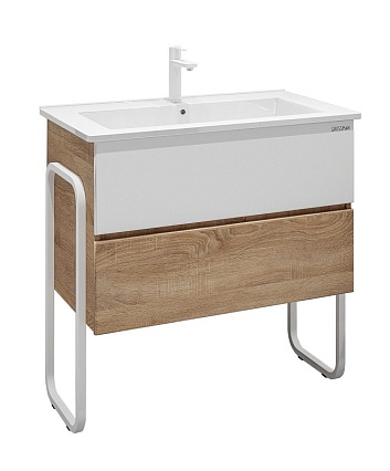 Мебель для ванной Grossman Солис 85 см дуб сонома/белый