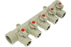 Коллектор с шаровыми кранами Lammin ppr вр 32x1/2x5 7/1 серый Lm31082515032G