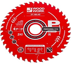 Диск пильный по дереву 185x30x1.8/1.1 мм, A=15° ATB + 8° SHEAR Z=40 WOODWORK 27.185.40