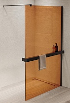 Душевая перегородка Vincea Walk-In VSW-1HR100GSB 100x200 черный матовый, янтарь