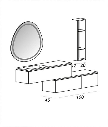 Тумба с раковиной Cezares Avril 100 см Rovere Scuro Soft