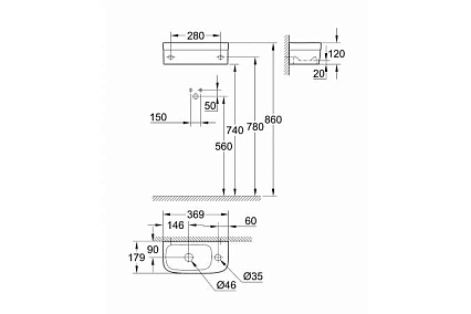 Раковина Grohe Euro Ceramic 39327000 37 см