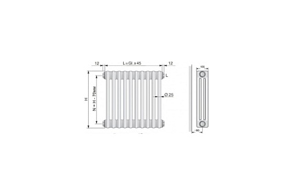 Радиатор Arbonia 3037 18 секций, подключение № 12, 3/4" RAL9016