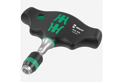 Битодержатель WERA 416 RA с поперечной ручкой, трещоткой и быстрозажимным патроном Rapidaptor, 1/4" x 45 мм WE-023461